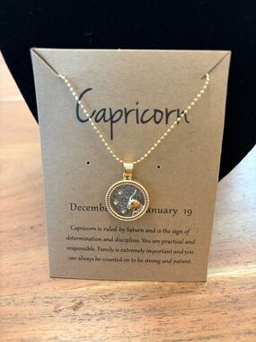 Capricorn Gold Pendant Necklace - Gold